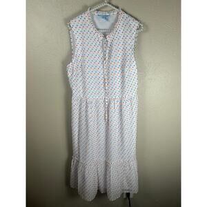 Draper James Size 14 Dress White Colorful Textured Dots Kidcore Clowncore Midi